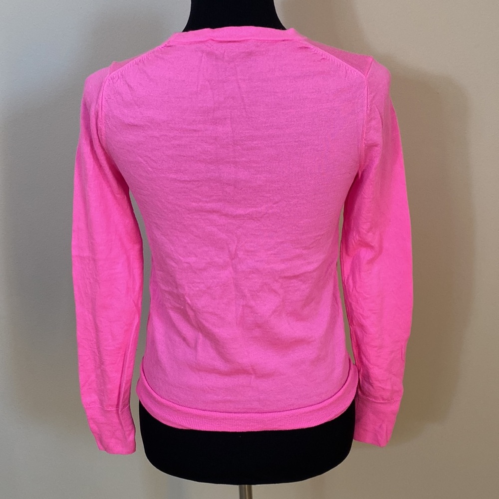 J.Crew Womens Bright Pink Wool Crewneck Long Sleeve pull over Sweater - Picture 3 of 5